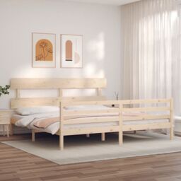 Berkfield Home Bed Frame with Headboard 200x200 cm Solid Wood in Brown - thumbnail 3