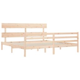 Berkfield Home Bed Frame with Headboard 200x200 cm Solid Wood in Brown - thumbnail 5