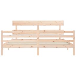 Berkfield Home Bed Frame with Headboard 200x200 cm Solid Wood in Brown - thumbnail 6