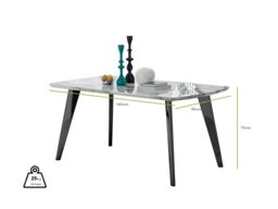 FurnitureboxUK Andria Marble Effect Dining Table With Black Legs & 6 Pesaro Velvet Silver Leg Chairs in Green - thumbnail 7