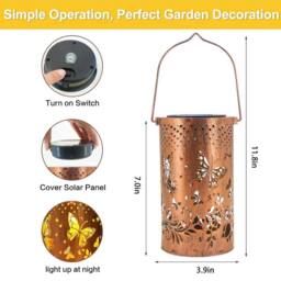 EONLION Solar Lantern Solar Butterfly Projection in Bronze - Size: 100 cm - thumbnail 2