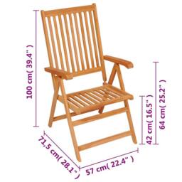 Berkfield Home Reclining Garden Chairs 8 pcs Solid Teak Wood in Brown - thumbnail 5