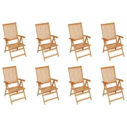 Berkfield Home Reclining Garden Chairs 8 pcs Solid Teak Wood in Brown - thumbnail 2