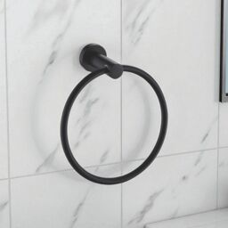 Showerdrape Modernity Black Steel Wall Mounted Towel Ring - thumbnail 1