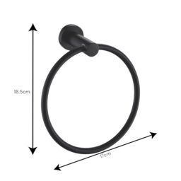 Showerdrape Modernity Black Steel Wall Mounted Towel Ring - thumbnail 2