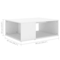 Berkfield Home Modern Coffee Table White 90x67x33 cm Engineered Wood - Size: 90 x 67 x 33 cm - thumbnail 6