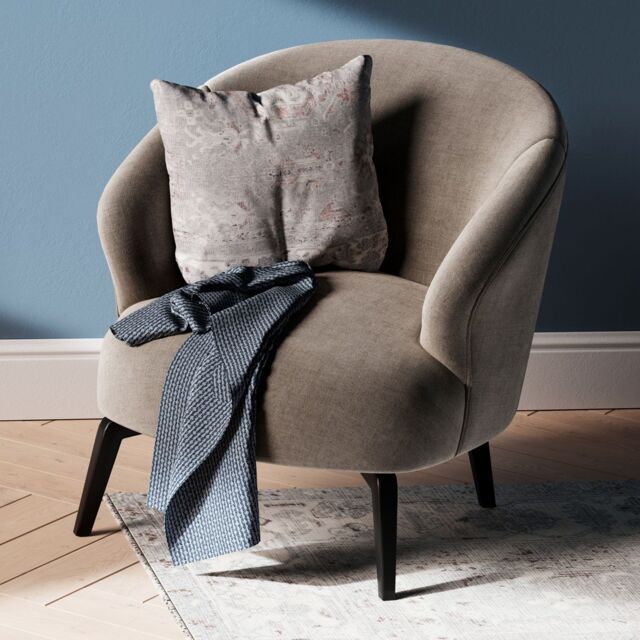 Kukoon Pale Grey Distressed Traditional Floral Washable Cotton Cushion - Size: 50 cm x 50 cm