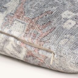 Kukoon Pale Grey Distressed Traditional Floral Washable Cotton Cushion - Size: 50 cm x 50 cm - thumbnail 3