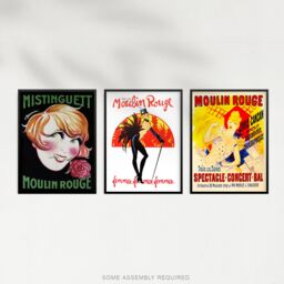 Artery8 A4 Wall Art & Frame Set of 3 Moulin Rouge Cabaret French Vintage Ad - thumbnail 4