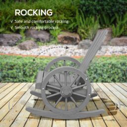 OUTSUNNY Adirondack Rocking Chair Porch Garden Lounging, Grey - thumbnail 4