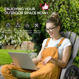 OUTSUNNY Adirondack Rocking Chair Porch Garden Lounging, Grey - thumbnail 6