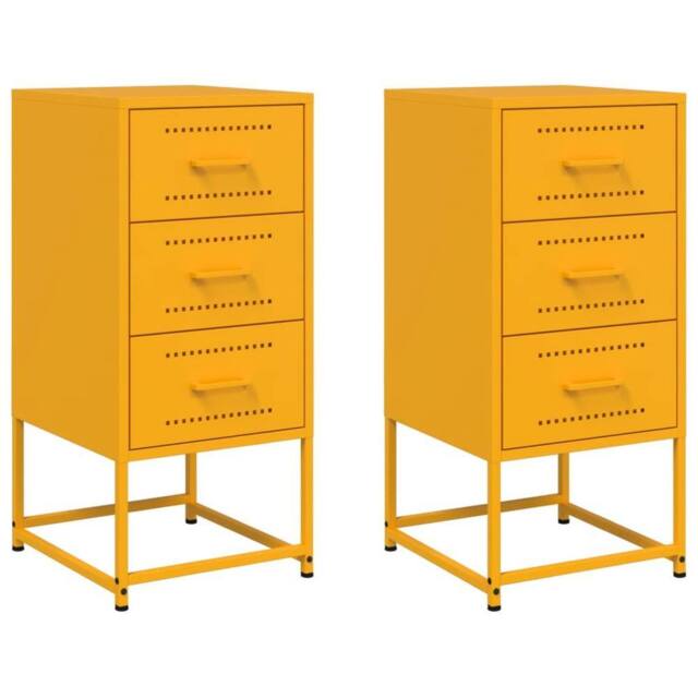Berkfield Home Bedside Cabinets 2 pcs Mustard Yellow 36x39x78 cm Steel - Size: 36 x 39 x 78 cm - image 1