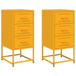 Berkfield Home Bedside Cabinets 2 pcs Mustard Yellow 36x39x78 cm Steel - Size: 36 x 39 x 78 cm