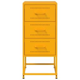Berkfield Home Bedside Cabinets 2 pcs Mustard Yellow 36x39x78 cm Steel - Size: 36 x 39 x 78 cm - thumbnail 4