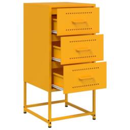 Berkfield Home Bedside Cabinets 2 pcs Mustard Yellow 36x39x78 cm Steel - Size: 36 x 39 x 78 cm - thumbnail 7