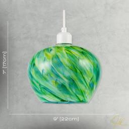 Happy Homewares Modern Glass Pendant Light Shade with Unique Brush Design in Green - thumbnail 7