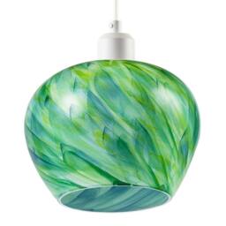 Happy Homewares Modern Glass Pendant Light Shade with Unique Brush Design in Green - thumbnail 4