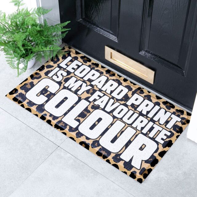 Artsy Mats Brown Leopard Print Doormat (70 x 40cm) in White - Size: 40 cm x 70 cm - image 1