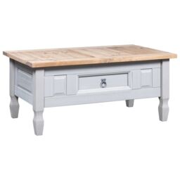 Berkfield Home Coffee Table Mexican Pine Corona Range Grey 100x55x45 cm - Size: 100 x 55 x 45 cm