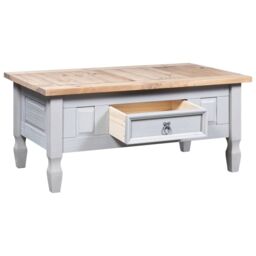 Berkfield Home Coffee Table Mexican Pine Corona Range Grey 100x55x45 cm - Size: 100 x 55 x 45 cm - thumbnail 3