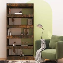 Berkfield Home Classic Book Cabinet/Room Divider Smoked Oak 80x30x166 cm Enginee in Brown - Size: 80 x 30 x 166 cm - thumbnail 1