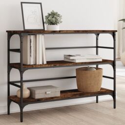 Berkfield Home Console Table Smoked Oak 100x32x75 cm Engineered Wood in Brown - Size: 100 x 32 x 75 cm - thumbnail 1
