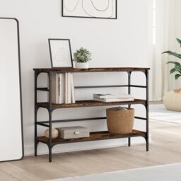 Berkfield Home Console Table Smoked Oak 100x32x75 cm Engineered Wood in Brown - Size: 100 x 32 x 75 cm - thumbnail 3