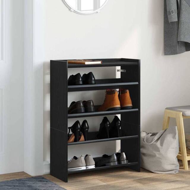 Berkfield Home Shoe Rack Black 60x25x81 cm Engineered Wood - Size: 60 x 25 x 81 cm - image 1