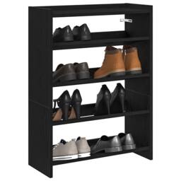 Berkfield Home Shoe Rack Black 60x25x81 cm Engineered Wood - Size: 60 x 25 x 81 cm - thumbnail 2