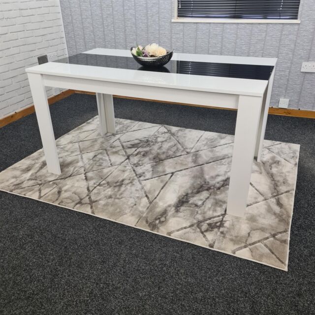 KOSY KOALA Dining Table Wood Kitchen Place for 6 Seats, Dining Table Only (White & Black H 75 x L 140 x W 80 cm) - image 1