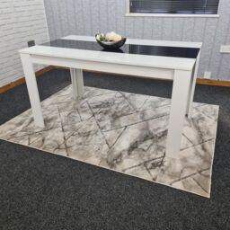 KOSY KOALA Dining Table Wood Kitchen Place for 6 Seats, Dining Table Only (White & Black H 75 x L 140 x W 80 cm) - thumbnail 1
