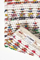 Homescapes Handwoven Multi Coloured Cotton Diamond Chindi Rug - Size: 90 cm x 150 cm - thumbnail 5