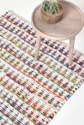 Homescapes Handwoven Multi Coloured Cotton Diamond Chindi Rug - Size: 90 cm x 150 cm - thumbnail 1