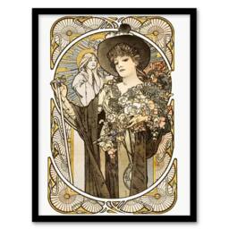 Artery8 Alphonse Mucha Framed Wall Art La Tosca Theatre Play Vintage Advert in White - Size: A4 - thumbnail 1