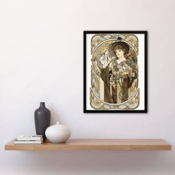 Artery8 Alphonse Mucha Framed Wall Art La Tosca Theatre Play Vintage Advert in White - Size: A4 - thumbnail 2