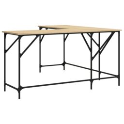 Berkfield Home Desk Sonoma Oak 149x149x75 cm Engineered Wood in Brown - Size: 149 x 149 x 75 cm - thumbnail 2