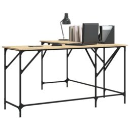Berkfield Home Desk Sonoma Oak 149x149x75 cm Engineered Wood in Brown - Size: 149 x 149 x 75 cm - thumbnail 3
