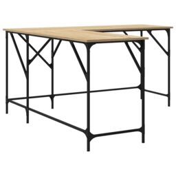 Berkfield Home Desk Sonoma Oak 149x149x75 cm Engineered Wood in Brown - Size: 149 x 149 x 75 cm - thumbnail 6
