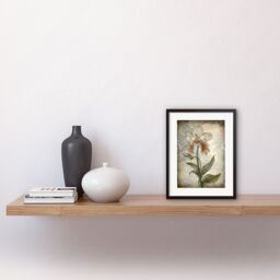 "Artery8 Wall Art Print Single Orchid Flower Pastel Colour Art Nouveau Artwork Framed 9X7 Inch in Black - Size: W7"" x H9""" - thumbnail 2