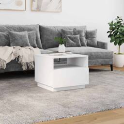 Berkfield Home Coffee Table with LED Lights White 50x49x40 cm - Size: 50 x 49 x 40 cm - thumbnail 4