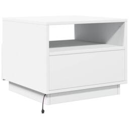 Berkfield Home Coffee Table with LED Lights White 50x49x40 cm - Size: 50 x 49 x 40 cm - thumbnail 9