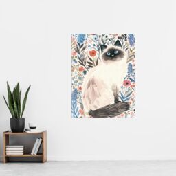 "Artery8 Cat Lover Cute Birman in Lavender Flowers Wall Art Print - Size: W12"" x H16""" - thumbnail 4