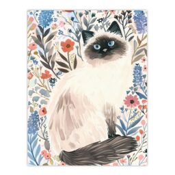 "Artery8 Cat Lover Cute Birman in Lavender Flowers Wall Art Print - Size: W12"" x H16""" - thumbnail 1