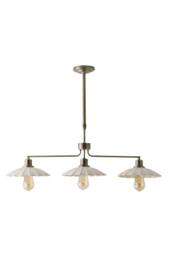 ValueLights Holborn Brushed Gold Scallop Shade 3 Way Diner Ceiling Light & Bulbs in Cream - thumbnail 6