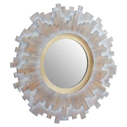 Orsina Sunburst Multilevel Wooden Wall Mirror in Grey - thumbnail 2