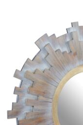 Orsina Sunburst Multilevel Wooden Wall Mirror in Grey - thumbnail 3