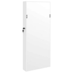 Berkfield Home Mirror Jewellery Cabinet with LED Lights Wall Mounted White - thumbnail 6