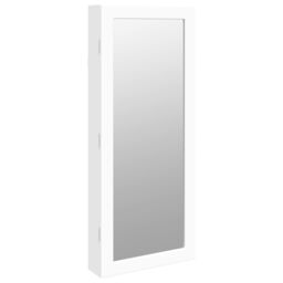 Berkfield Home Mirror Jewellery Cabinet with LED Lights Wall Mounted White - thumbnail 2