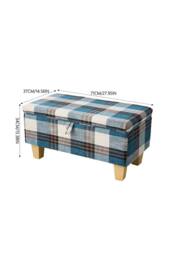 Living and Home Linen Upholstered Storage Ottoman in Blue - thumbnail 9