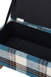 Living and Home Linen Upholstered Storage Ottoman in Blue - thumbnail 7